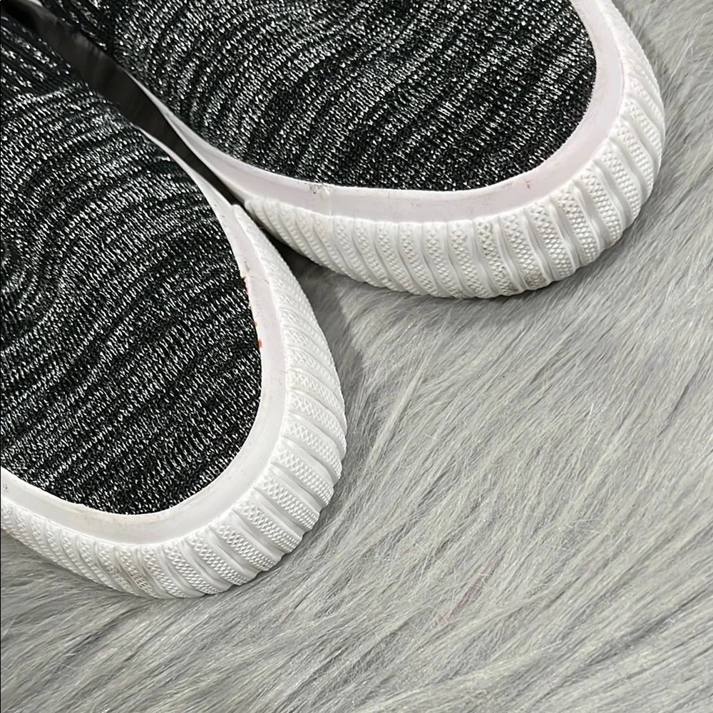 NWOT Black and Silver Gray Slip-On Sneakers
